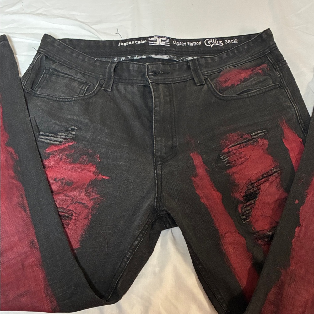 Jordan Craig Black and Red Skinny Jeans